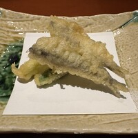 並木通り 瓢箪 - 稚鮎とアスパラの天ぷら