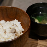 柳家 - 2014.10きのこご飯と松茸､鮎のお吸い物