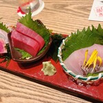 火入れ みつ囲 新宿西口パレット店 - 刺身三点盛り　たい、まぐろ、さわら