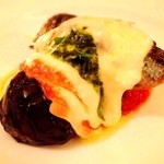 ICARO miyamoto - サンマのコンフィとナスのオーブン焼き　スカモルツァチーズ