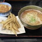 大地のうどん 本店 - ごぼう天うどん と ミニかつとじ丼