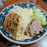 彩花 - つけうどん（大盛り）、肉、いか天、きんぴら