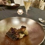 スープとカレー ボンジョルネ - ●温前菜
      鰻の赤ワイン煮込み
      焼き茄子とビリヤニで