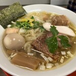 中華そば 麦笑 - 特製わんたん麺（塩）大盛り。