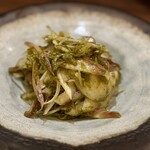 ドラゴン ショクドウ - 生タコとみょうがの山椒ソース和え。めっちゃ痺れるー