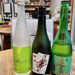 酒の中村園 - 左から 五橋MIZUCHI純米 能古見JOKER 正雪別撰純米吟醸山田錦プレミアム 