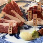 がんばれニッポン馬肉道場 馬喰ろう - 青森県産大判馬刺し盛り合わせ