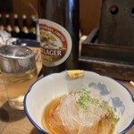鍵屋 - 猛暑のため冷たいビールにところてんが沁みる