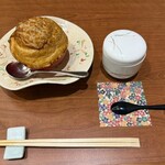 萬国屋 - ⒎蒸物～海鮮茶碗蒸し ⒏洋皿～魚介類のパイシチュー