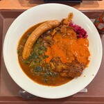 すき家 - 料理写真:ほうれん草バターチキンソースカレー(ごはん少なめ+ソーセージ)¥1140