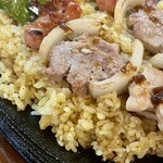 杉乃樹 - ドライカレーの上に串に刺さったお肉や野菜がのっています。