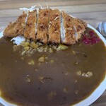 はやぶさ食堂 - 普通盛りカツカレー(ルーからして多いですね！)