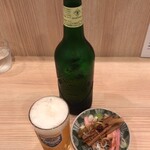 らーめん3000 - 「ビール中瓶（おつまみ附）」（700圓）。