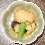 東麻布 逢坂  - 『'14/09/29撮影』鯛茶づけ 1200円 の鯛のクリームコロッケ、茄子、ししとうの餡かけ
