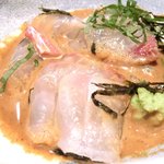 東麻布 逢坂  - 『'14/09/29撮影』鯛茶づけ 1200円 の鯛の利久造り