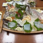 いび - 刺身の舟盛り。種類が多い！