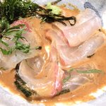 東麻布 逢坂  - 『'14/09/29撮影』鯛茶づけ 1200円 の鯛の利久造り