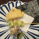 酒亭 田中 - 帆立貝 新銀杏 ちび天 天麩羅合わせ