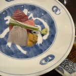 酒亭 田中 - メジマグロ 紫雲丹 平目 刺身