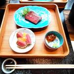 肉和食 月火水木金土日 - ・牛タンのカツ　・グラナバダーノと卵黄ソース　・和牛ステーキと玉葱ポン酢