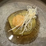 酒亭 田中 - 冷しなすび（熊野地鶏スープコンソメを練り込んだ味噌添え）