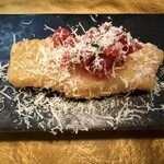 存じやす　極 - アオリイカを揚げた刺身スーパーフルーツ和え　粉チーズ
タルタルソースで