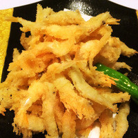 北陸料理 新越 - 白海老かき揚げ(2014年10月撮影)