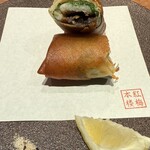 紅梅本楼 - 鱧と奈良漬の春巻き