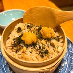 酒肴 新屋敷 - 鮑のせいろ御飯