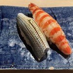 鮨 秀とら - 小肌、車海老