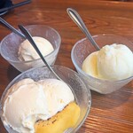 釜飯とおでん だしのや - バニラアイス 季節のシャーベット スイートポテト