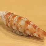 鮨駒 - 庄内の車海老（秋田の甘海老おぼろ）握り
