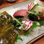 Minato Kamimura - 夜のコース 料理⑤
                        豪華刺し盛り。シメサバ、タコ、マグロ中トロ。