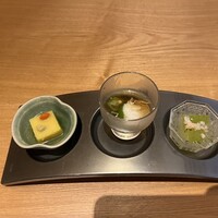 うおまん 西梅田本店 - 前菜3種♡涼しげで彩りも美しく