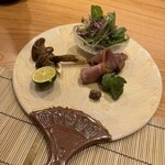 葵献心 やま田 - ローストビーフに松茸の焼き物
