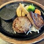ステーキのあさくま - 料理写真:ランプステーキ&あさくまハンバーグ（¥2,585）（税込）