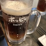 ゴールデンもつ - 生ホッピー（黒）写真撮る前に飲んでしまいました・・