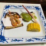 奥湯河原温泉　加満田 - スズキの焼物、川エビ唐揚げ