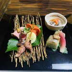 奥湯河原温泉　加満田 - 鮎寿司が美味しかった前菜