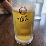 会津屋 - 焼き上がりまで我慢できず生ビールだけ先にいただきました