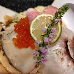 麺家 たけ田 - 黒鮑と真鯛のアカモク水塩つけ麺アップ