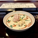 割烹 新多久 - 魚の煮凝り／あら塩揉み