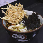 文殊 - 岩海苔そば@税込580円、ごぼう天@税込160円