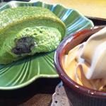 カフェ ソラーレ Tsumugi - 堂島お抹茶ロール＆ほうじ茶ソフトクリーム