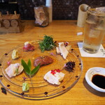 炭火焼き鳥 鶏尽 - 刺身五種盛り