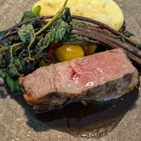 sumi - ⑥天城黒豚　じゃがいも（デストロイヤー）つるむらさき　ソース　ピノ・グリ