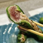 奈良 - 万願寺のマグロ詰め、マグロはレアです♪