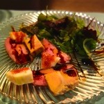 河庄利宮 - ［４回目］季節の利宮コース(7500円)・フォアグラのテリーヌと鴨ロースト無花果のサラダ仕立て