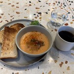 PUBLIC食堂 - モーニングセット(ガスパチョ)とコーヒー　1,500円