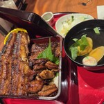 炭焼 うな富士 - これが美しい配置の御膳　蛤のお吸い物